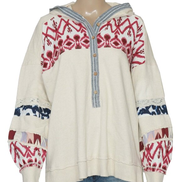 Pilcro Crafted Button-Front Pullover Hoodie Top Anthropologie Tunic M - Picture 7 of 9